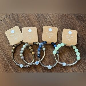 4 bracelets new handcrafted silver bangles moonstone agate glow-in-dark jasper